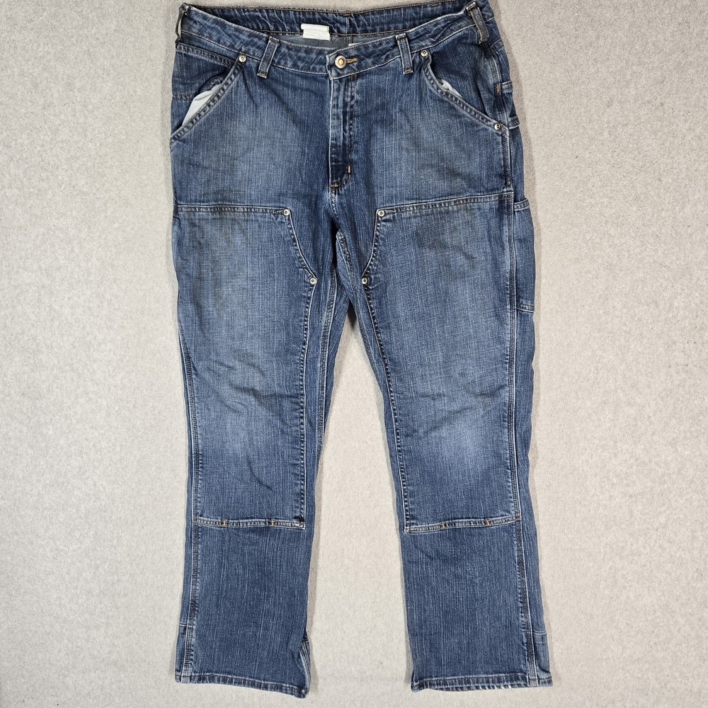 Carhartt Women Jeans 16x32 Blue Denim Double Knee Carpenter Workwear READ
